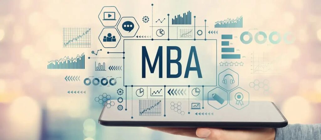 نوشته MBA بالای صفحه موبایل